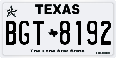TX license plate BGT8192
