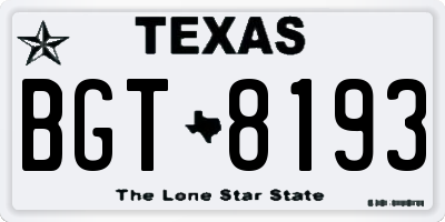 TX license plate BGT8193