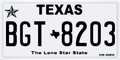 TX license plate BGT8203