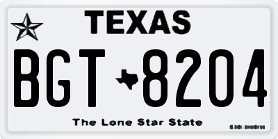 TX license plate BGT8204