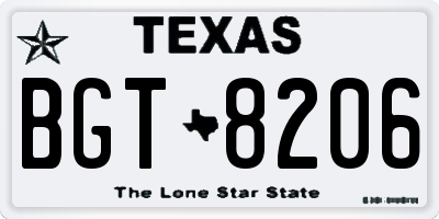 TX license plate BGT8206