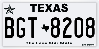 TX license plate BGT8208