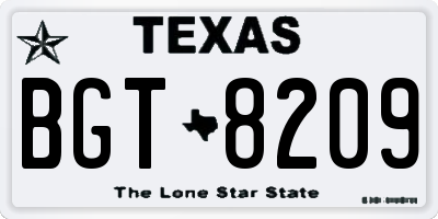 TX license plate BGT8209