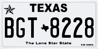 TX license plate BGT8228