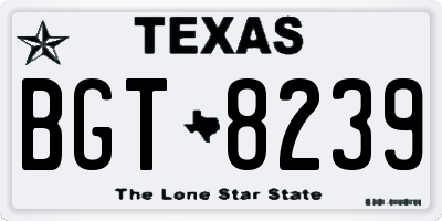 TX license plate BGT8239