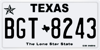 TX license plate BGT8243
