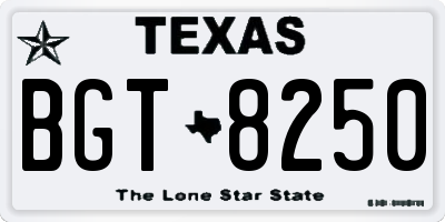 TX license plate BGT8250