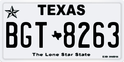 TX license plate BGT8263