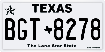 TX license plate BGT8278