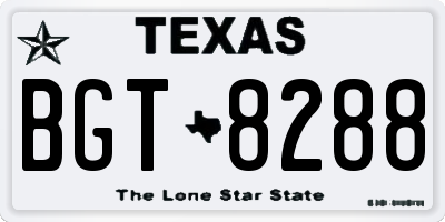 TX license plate BGT8288