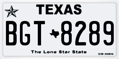 TX license plate BGT8289