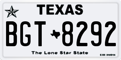 TX license plate BGT8292