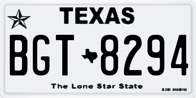 TX license plate BGT8294