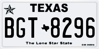 TX license plate BGT8296