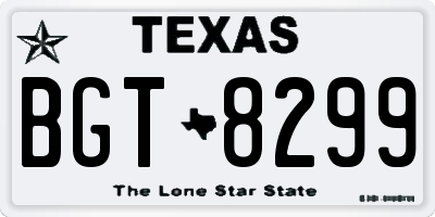TX license plate BGT8299