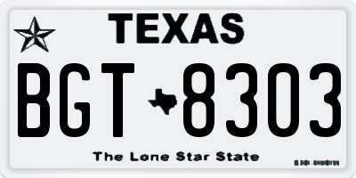 TX license plate BGT8303