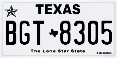 TX license plate BGT8305