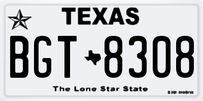 TX license plate BGT8308