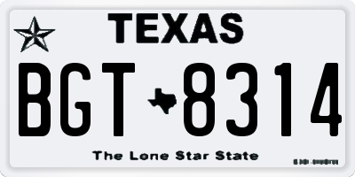 TX license plate BGT8314