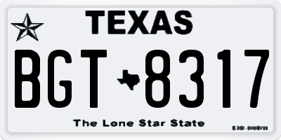 TX license plate BGT8317