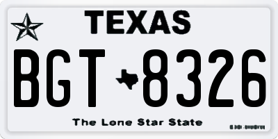 TX license plate BGT8326