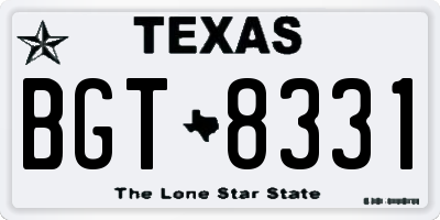 TX license plate BGT8331