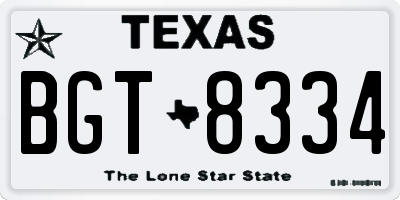 TX license plate BGT8334