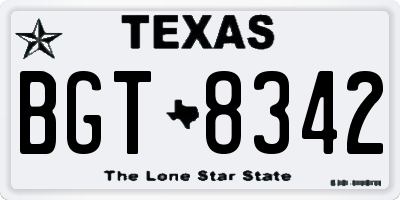 TX license plate BGT8342