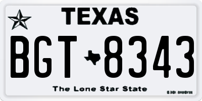 TX license plate BGT8343