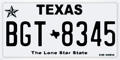TX license plate BGT8345