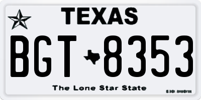 TX license plate BGT8353