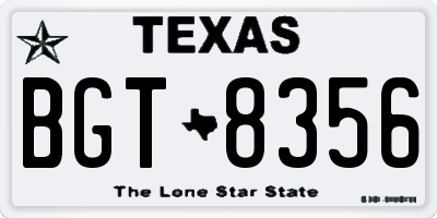 TX license plate BGT8356