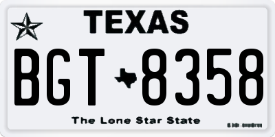 TX license plate BGT8358
