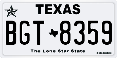 TX license plate BGT8359