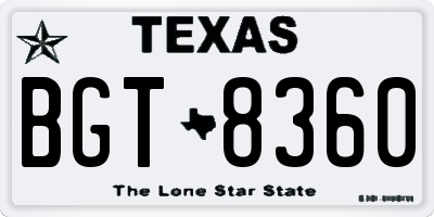 TX license plate BGT8360