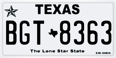 TX license plate BGT8363