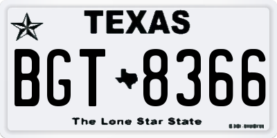 TX license plate BGT8366