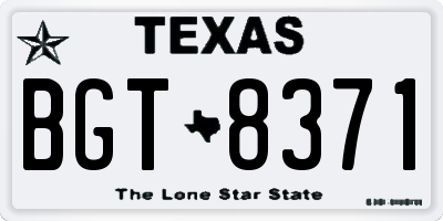 TX license plate BGT8371