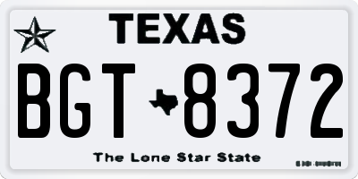 TX license plate BGT8372