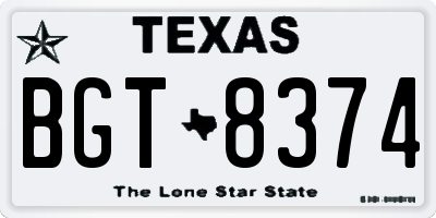 TX license plate BGT8374