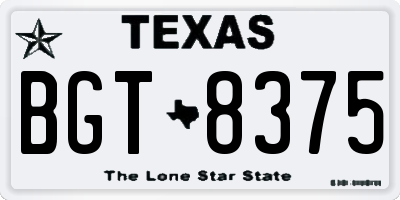 TX license plate BGT8375
