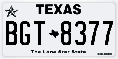 TX license plate BGT8377