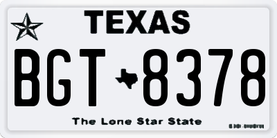 TX license plate BGT8378
