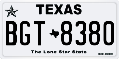 TX license plate BGT8380