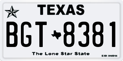 TX license plate BGT8381