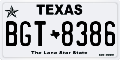 TX license plate BGT8386