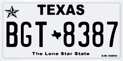 TX license plate BGT8387