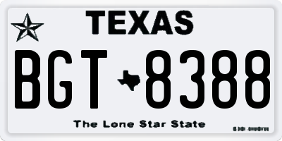 TX license plate BGT8388
