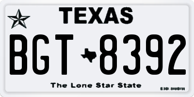 TX license plate BGT8392