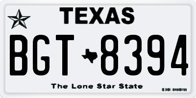 TX license plate BGT8394